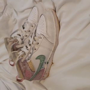 Little girls size 2y Air Jordans Paint Drip Shoes